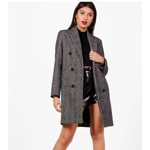 Boohoo Alana Double Breasted Check Coat